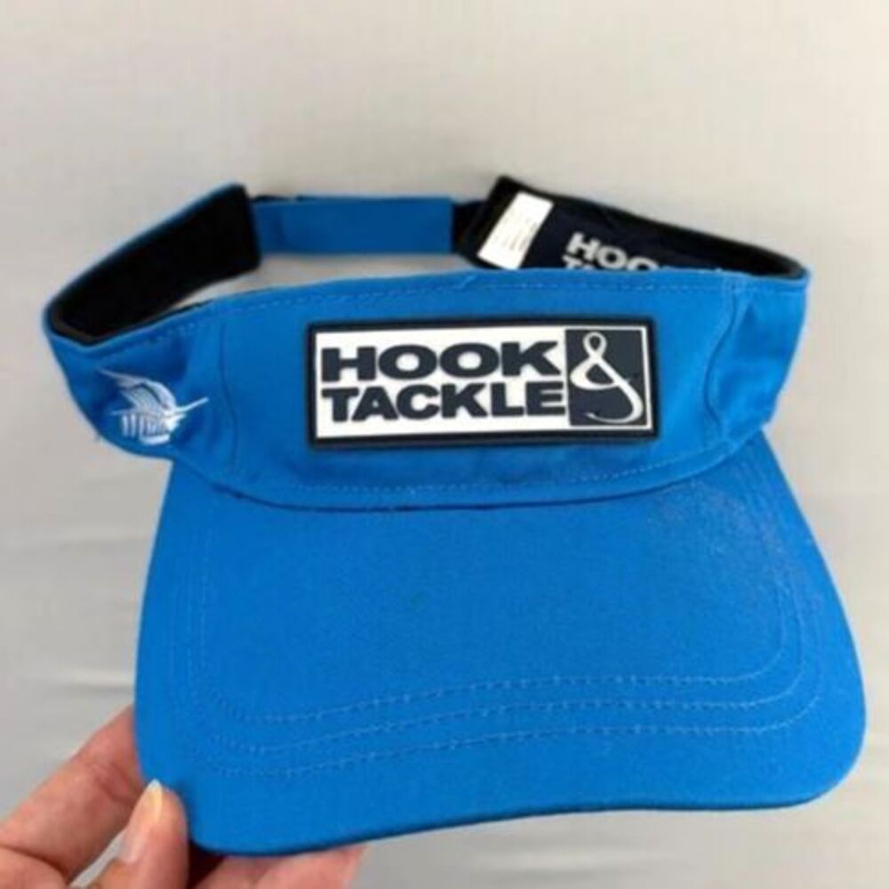 Hook & Tackle Open Top Fishing Visor Blue #HookUp Marlin Adjustable One Size